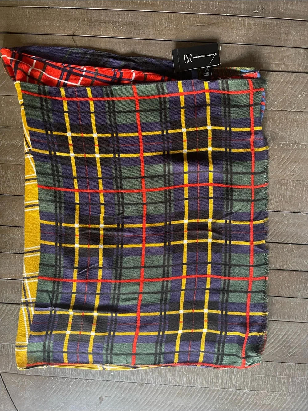 INC Scarf multi color plaid